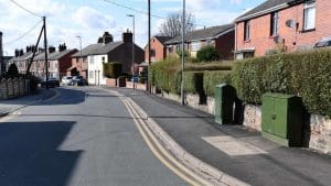 typical street in suburban residential area