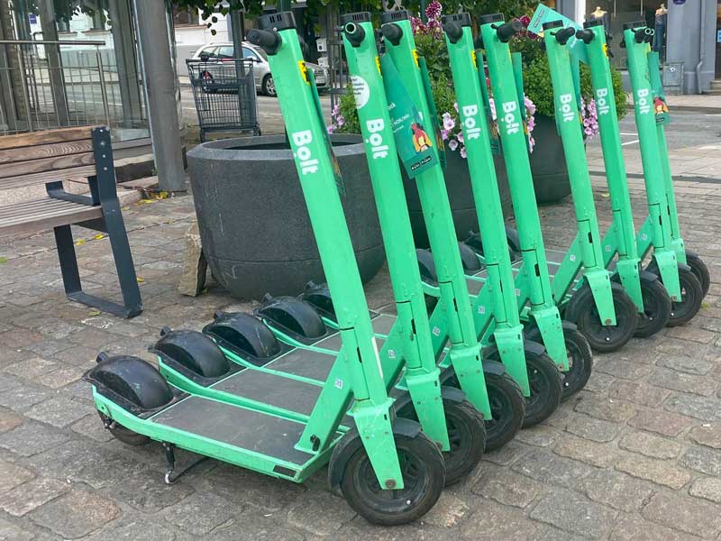 el bikes from Bolt waiting for battery swaps with Paxster