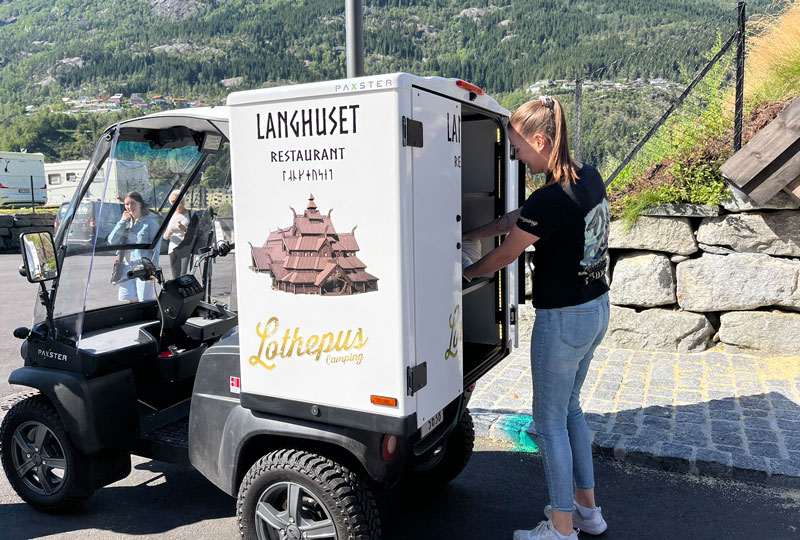 Elise drives around daily with equipment and supplies, including bed linens for the cabins